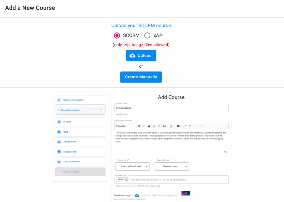 Build and host courses from within